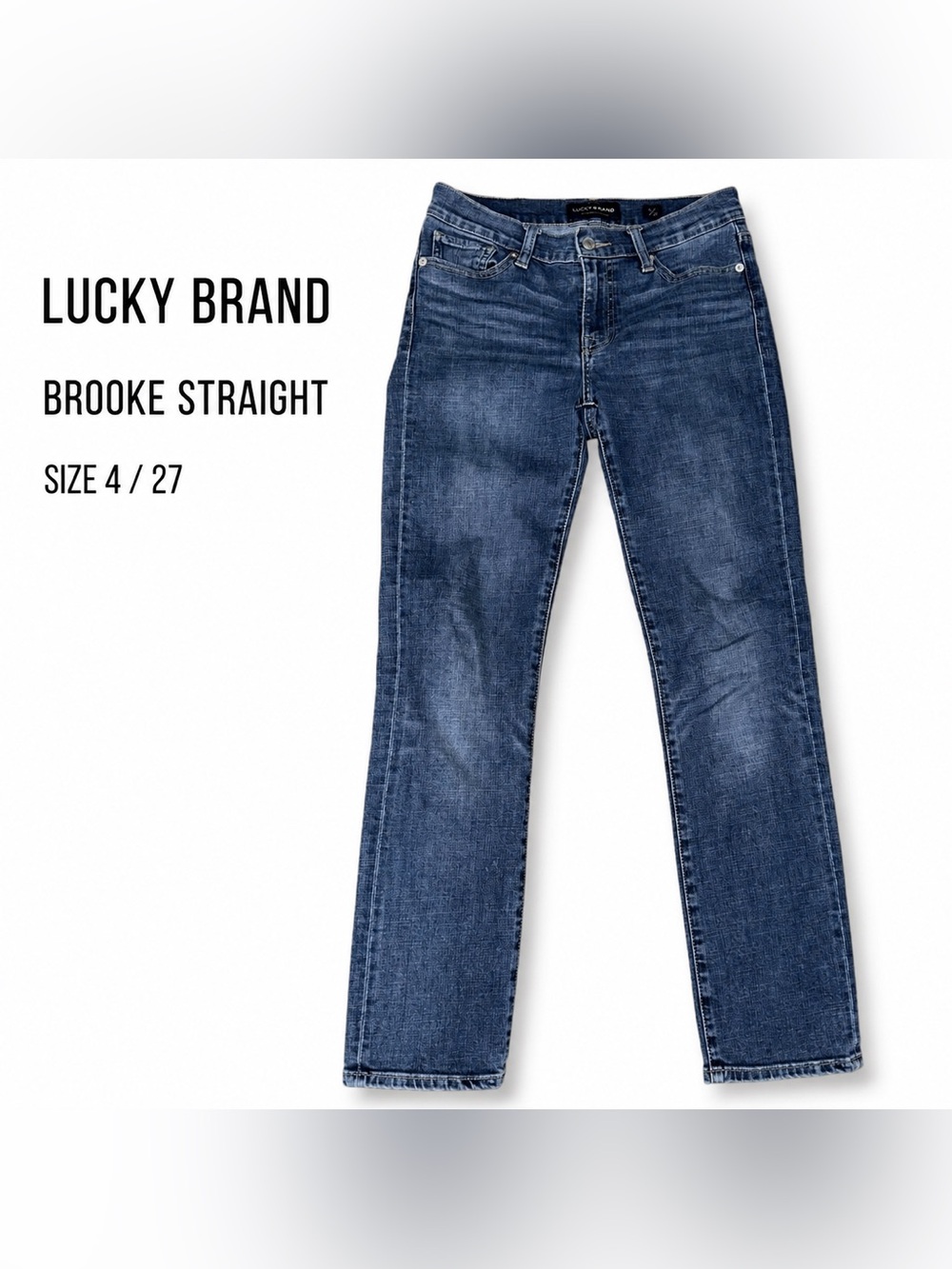 Lucky Brand Brooke Straight Jeans Women’s 4/27 Medium Wash Stretch Denim